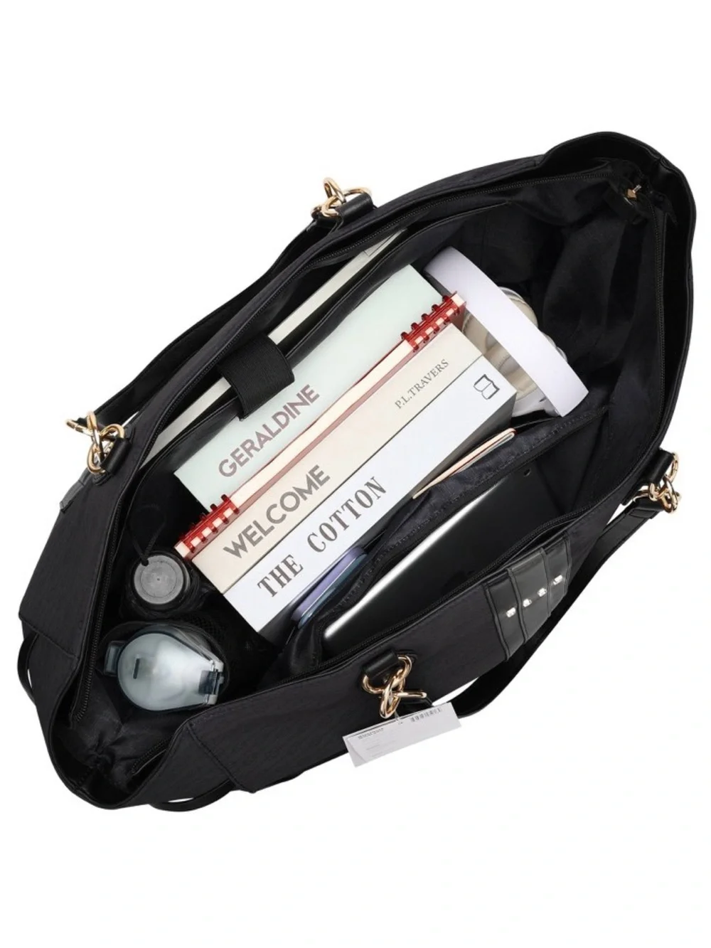 ELLE Luggage Eleganza 32L Weekender Tote Bag Black Travel Gray Stripe travel 🏖️